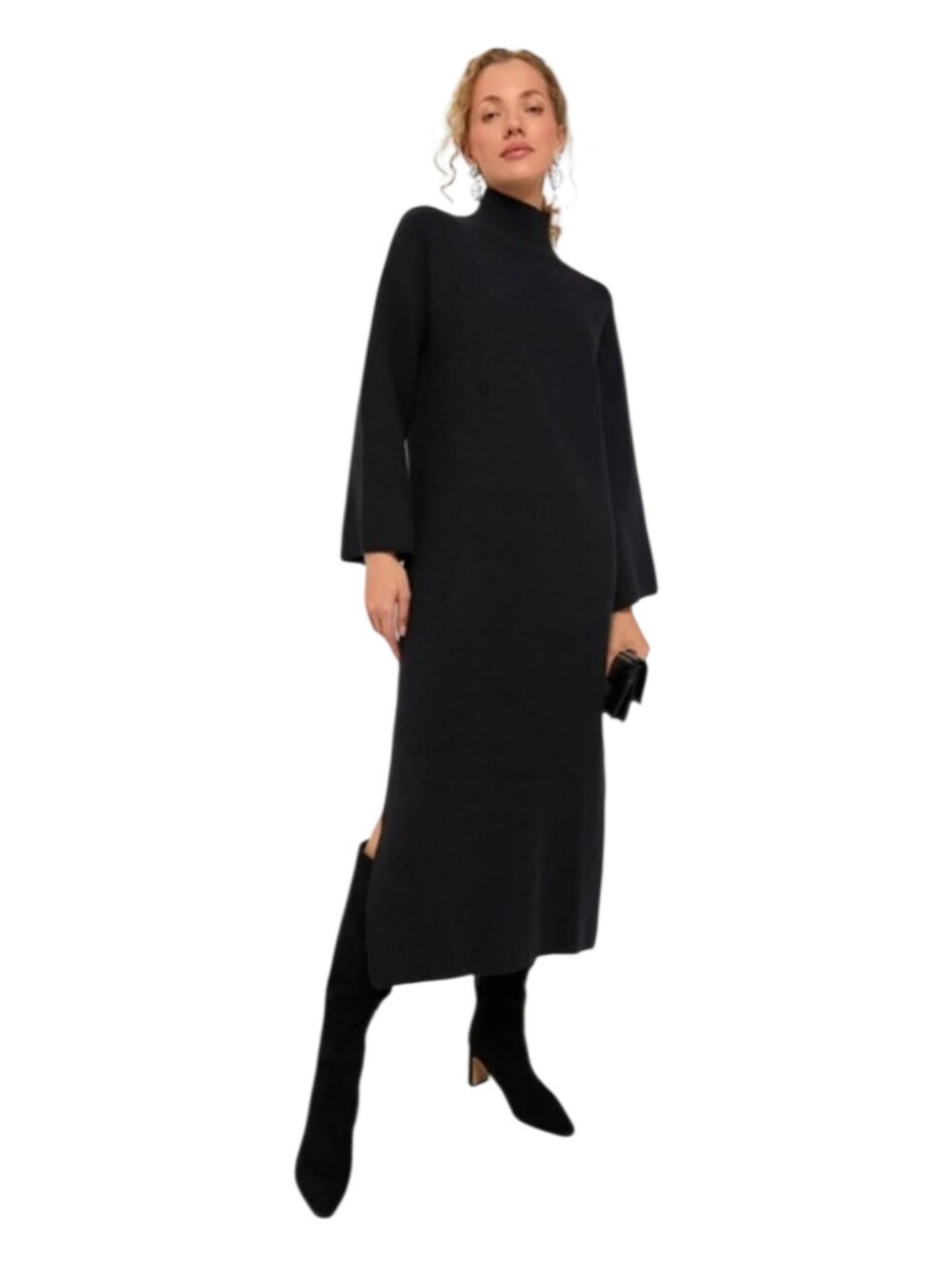 NEW Pomander Place Noir Vivianne Shimmer Turtleneck Midi Sweater Dress M